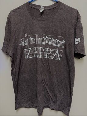 Musical notes “We Don’t Mess Around 2 sided Brown Graphic Zappa T-Shirt XL